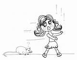 Scared Girl Mouse Stock Illustration sketch template