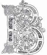 Illuminated Alphabet Manuscript Celtic Enluminure Lettrine Colorier Getcolorings Lettre Kells Worth1000 Calligraphy Lettrines Knots sketch template