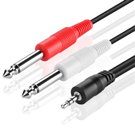premium mm trs  dual   ts audio cable ft male mm  stereo aux auxiliary