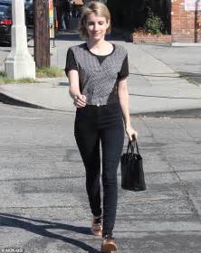 emma roberts steps out in quirky metallic lace up brogues daily mail online