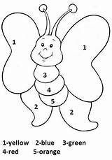 Worksheet Butterfly Number Color Kids Preschool Worksheets Activities Coloring Kindergarten Numbers Pages Printable Crafts Activity Toddler Patterns Nursery Paint Applique sketch template