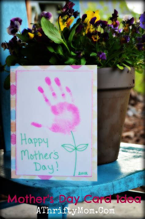 handmade mothers day card idea hand print flower card  thrifty