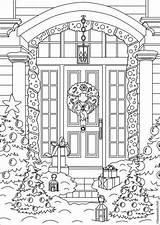 Coloring Pages Christmas Adult Printable Books Colouring Book Sheets Porch sketch template