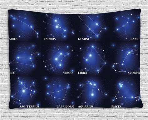 constellation tapestry zodiac sign set symbols  names group