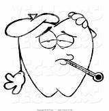 Sick Tooth Drawing Character Aching Line Vector Toon Hit Getdrawings sketch template