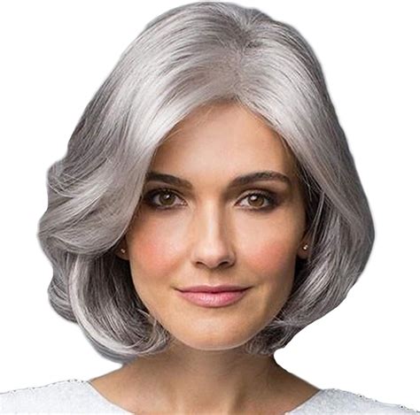 amazoncom andongnywell women short white wigs grey human hair wigs silver grey mother wig