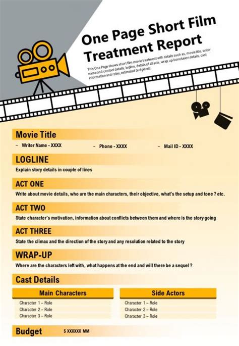 page short film treatment report  report infographic