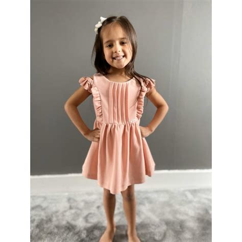 Miranda Girls Peach Drop Waist Dress