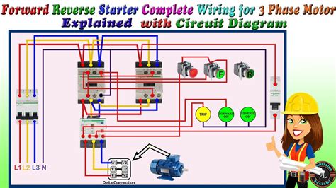 reverse starter complete wiring   phase motor  reverse motor control