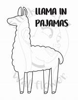 Llama Pajamas Rhyming sketch template