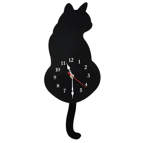 japanese adorable black cat pendulum clock funny cat fnny cat swinging tail wall clock kit cat