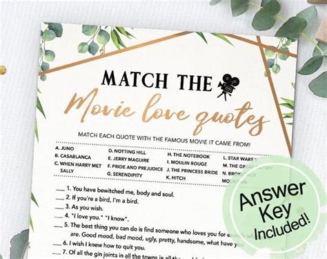 match   love quiz game  answer key included  white