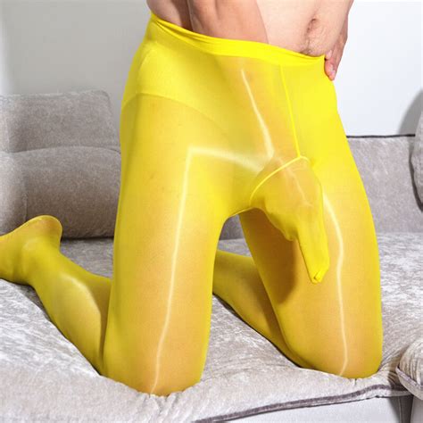 men sexy shiny glossy pantyhose bodystocking tights sheer nylon sheath