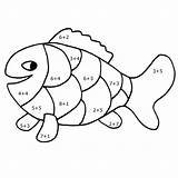 Coloring Math Pages Worksheet Printable Kids Color Addition Number Simple Fish sketch template