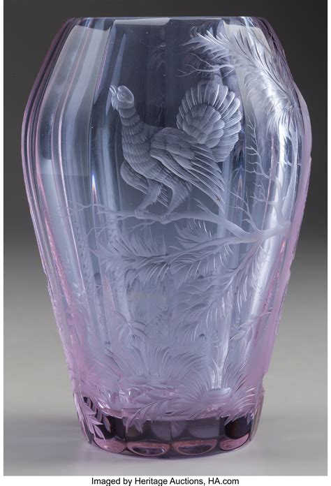 moser faceted  engraved glass dichroic vase circa  marks lot  heritage auctions