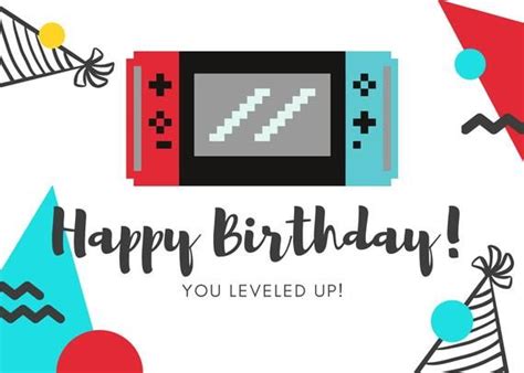 nintendo switch birthday card  leveled  etsy   birthday
