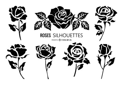 rose silhouette collection vector