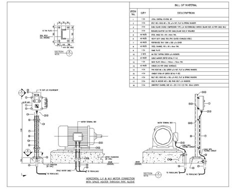 horizontal motor  space heater  pipe sleeve cad files dwg files plans  details