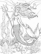 Mermaid Coloring Pages Mermaids Cute Sheets Adult Beautiful Book Printable Detailed Color Printables Colouring Realistic Adults Sea Books Dover Drawings sketch template