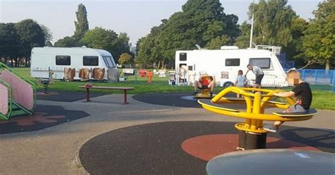 travellers caravans park    childrens play area liverpool echo