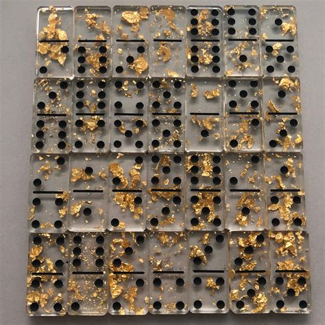 domino set  dominoes gold leaf resin dominos double  etsy canada