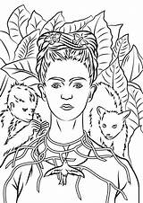 Frida Kahlo Autorretrato Espinas Colorare Paintings Thorns Disegni Quadros Cuadros Retratos Supercoloring Autoritratto Descripción Acessar Immagini Criandocomapego sketch template