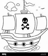 Pirate Sails Crossed Bones Scull sketch template