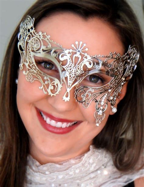 exotic silver masquerade mask with crystals mask shop