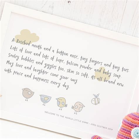 personalised  baby poem print    touch  verse