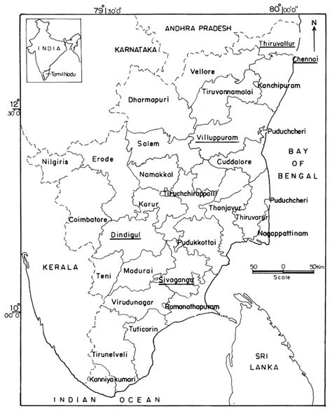 map  tamil nadu  districts surveyed  underlined