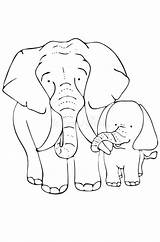 Coloring Illustration Children Elephants Elephant Book Stock Mother Baby Color sketch template
