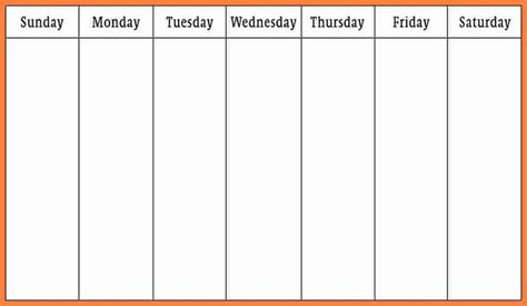 day week schedule template beautiful  weekly calendar template word