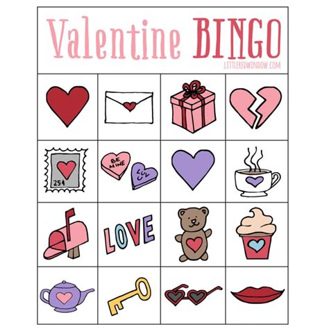 valentines bingo  printable  red window