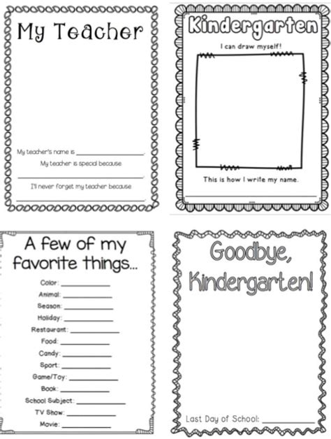 kindergarten memory book  pages blackline  create  special