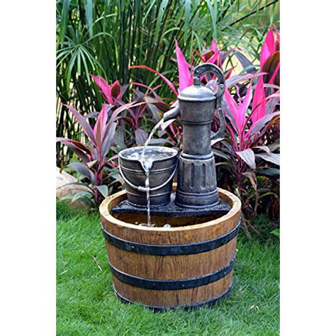 asc solar sunnysaze  fashioned water pump kit  barrel fountain  timer walmartcom