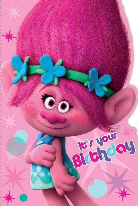 happy birthday poppy troll card coming  gemma international