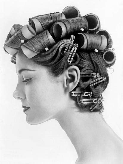 1960s Bouffant Hair Styles Created With Big Rollers And Pin Curls To