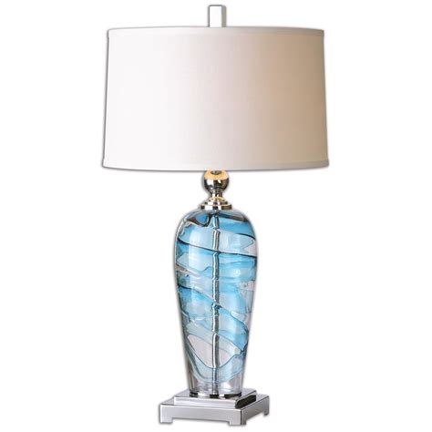 Andreas Blue Swirl Glass And Nickel Accented Table Lamp 26137 1