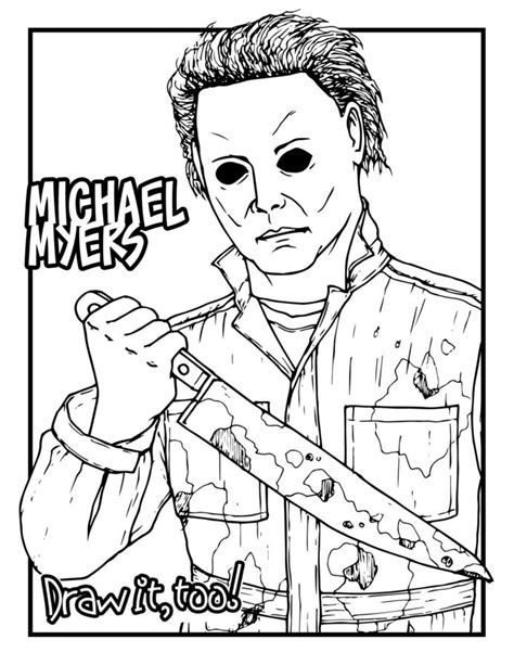 michael myers mask coloring page  printable coloring pages  kids