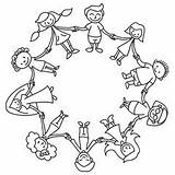 Ausmalbild Kinderkreis Menschenkette Kreis Erde Dateien Visualisierung sketch template