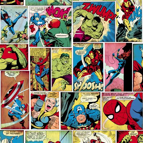 Marvel Comic Strip Wallpaper Multi Muriva 159501 Superhero
