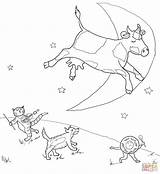 Diddle Hey Coloring Pages Nursery Rhyme Printable Goose Mother Rhymes Fiddle Cat Moo Clack Click Cow Supercoloring Moon Over Jumping sketch template