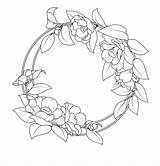 Outline Flower Border Circle Frame Outlines Clipart Round Vector Borders Drawing Line Frames Drawings Flowers Simple Camellia Artwork Drawn Floral sketch template