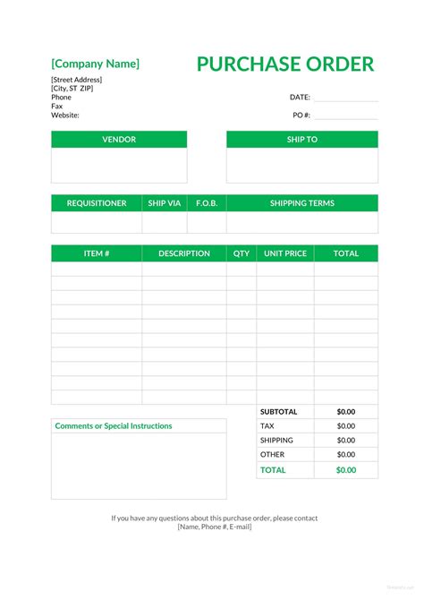 blank purchase order template  microsoft word excel  apple