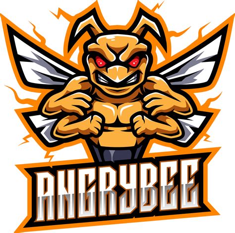 angry bee esport mascot logo design  visink thehungryjpeg