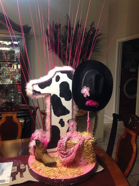 Cowgirl Centerpiece Country Birthday Party Cow Birthday Parties Farm