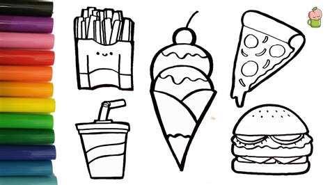draw  coloring fast food learn colors children coloring