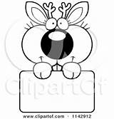 Jackalope Holding Sign Cute Clipart Cartoon Thoman Cory Outlined Coloring Vector 2021 sketch template