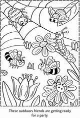 Insect Kleurplaat Insects Bijen Ausmalbilder Bloemen Owady Dover Druku Kolorowanki Crawlies Insecte Doverpublications sketch template