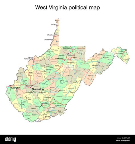west virginia state political map stock photo alamy